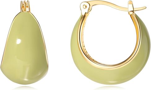 Simple Enamel 18K Gold Hoop Dangle Earrings for Women in Saudi Arabia