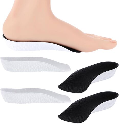 وسادات عالية للرجال، زوجان من وسادات الارتفاع 1.0 بوصة، نعال داخلية للارتفاع للرجال والنساء، نعال داخلية لتقويم العظام للقدم المسطحة، الكب الزائد، تخفيف آلام القدم (أبيض ورمادي) in Kuwait