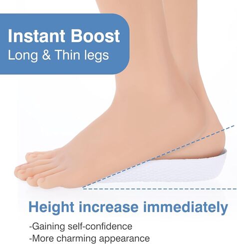وسادات عالية للرجال، زوجان من وسادات الارتفاع 1.0 بوصة، نعال داخلية للارتفاع للرجال والنساء، نعال داخلية لتقويم العظام للقدم المسطحة، الكب الزائد، تخفيف آلام القدم (أبيض ورمادي) in Kuwait