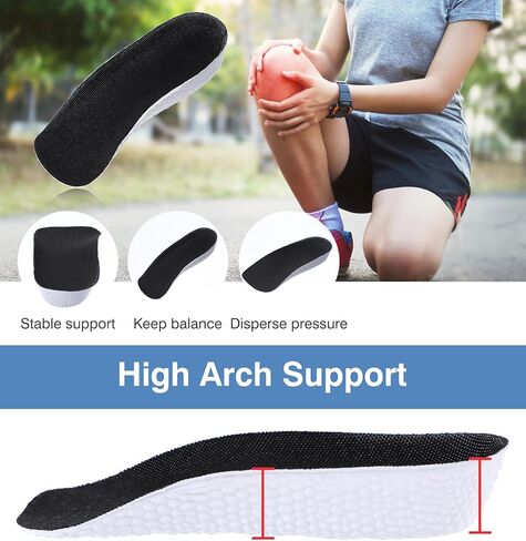 وسادات عالية للرجال، زوجان من وسادات الارتفاع 1.0 بوصة، نعال داخلية للارتفاع للرجال والنساء، نعال داخلية لتقويم العظام للقدم المسطحة، الكب الزائد، تخفيف آلام القدم (أبيض ورمادي) in Kuwait