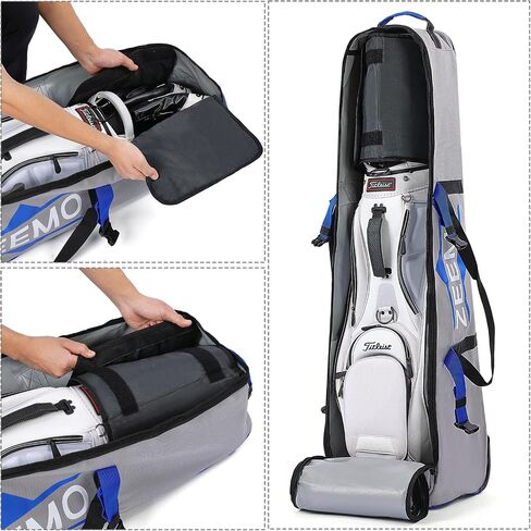 ZEEMO Golf Travel Bag for men, Full-open Covers with Protective Panel for Golf Clubs, Golf Accessories, Soft-Sided, Travel Size, Airline Approved, Waterproof&Wheels, Black Oxford Case. in Saudi Arabia