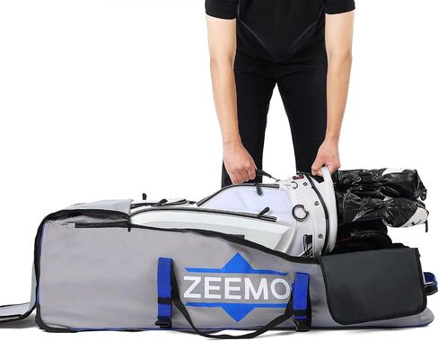 ZEEMO Golf Travel Bag for men, Full-open Covers with Protective Panel for Golf Clubs, Golf Accessories, Soft-Sided, Travel Size, Airline Approved, Waterproof&Wheels, Black Oxford Case. in Saudi Arabia