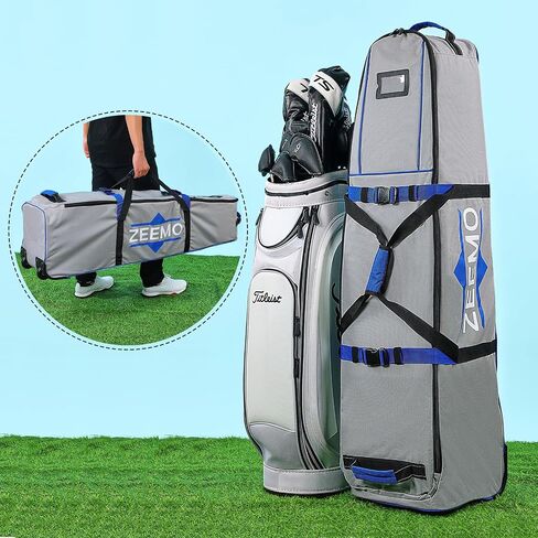 ZEEMO Golf Travel Bag for men, Full-open Covers with Protective Panel for Golf Clubs, Golf Accessories, Soft-Sided, Travel Size, Airline Approved, Waterproof&Wheels, Black Oxford Case. in Saudi Arabia