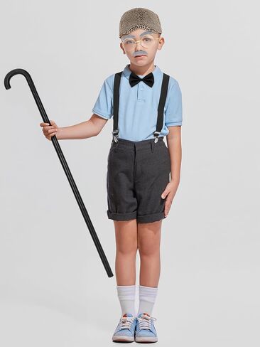 Old Man Costume for Kids, Boy 100 Days of School Glasses Hat Cane, Cosplay Grandpa Costume Set Outfit Accessories in Saudi Arabia