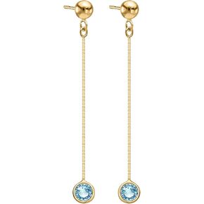 14K Yellow Gold Amethyst/Blue Topaz/Citrine/Emerald/Garnet/Peridot Dangle Earrings, 4mm Round Citrine Gemstones, Soft Silicone gold back, Dangle Earrings For Women Gift For Her Jewelry For Women