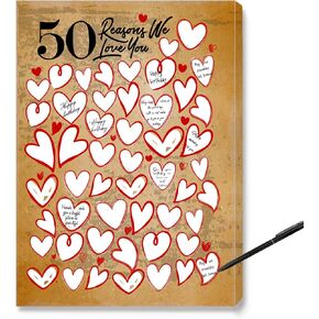 50 Reasons We Love You Poster,50th Birthday Decorations,50th Birthday Gift Guest Canvas, For Her, Man, Woman, Sister, Friend, Family,50th Anniversary Decorations-11x15 Inches