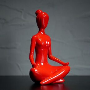 Large Lady Statue Zen Yoga Figurines - Resin Collectible Figurines for Home Decor Accents & Shelf Decoration, Great Gift Ideas, 11.4 Inches (Red)