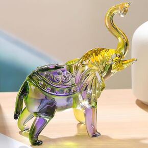 Crystal Colorful Elephant Gifts for Elephant Lovers Men Women, Cool Glass Elephant Collectible Figurine Paperweight on Birthday Christmas for Home Office Decor