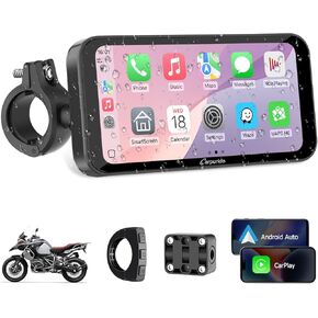 Carpuride W702B PRO Motorcycle Carplay Screen for BMW R1200GS R1250GS S1000XR Motorcycle, 7 inch Waterproof Touchscreen, Portable Carplay/Android Auto GPS Navigation for Motorbike, Dual Bluetooth