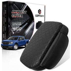 Console Cover for 2024 Ford Maverick Accessories 2025 2022 2023 Armrest Cover Leather Center Console Lid Cover with Pockets Arm Rest Pad for Maverick XL XLT Lariat