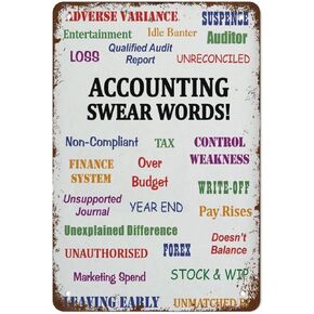 Accounting Swear Words Accountant Wall Art Accountant Gift Poster Print Office Decor Funny Vintage Tin Sign Vintage Metal Sign Garage Man Cave Shop Bar Decor 5.5x8 Inch
