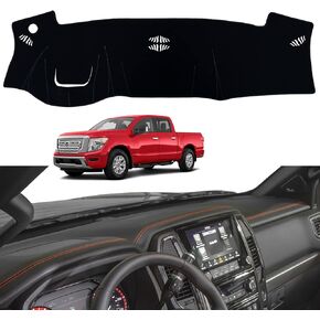 Dashboard Dash Board Cover Mat Pad Carpet Non-Slip Custom Compatible with Nissan Titan 2016-2023 Protector Sunshield (Black Trim)