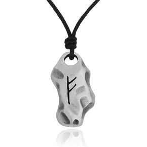 Fehu Frey Symbol Meaning Viking Runes Silver Pewter Charm Necklace Pendant Jewelry
