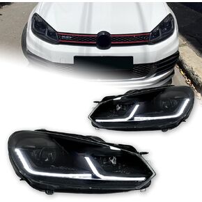 Golf MK6 Headlight Upgrade to MK7.5 Style is suitable 2009-2012 Compatible with 6th generation golf LED front car lights (Red)