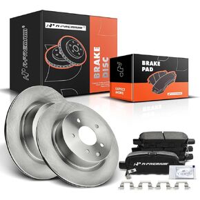 A-Premium Front and Rear Drilled and Slotted Disc Brake Rotors + Ceramic Pads Kit Compatible with Select Nissan Models - Maxima 2009-2014/2016-2017/2019, 12-PC Set