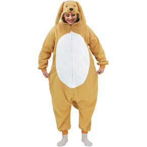 vavalad Adult Golden Dog Retriever Onesie Costume Pajamas Cosplay One Piece Pajamas Jumpsuit Hooded Romper for Women men