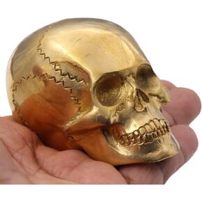 RII Hand Forged Brass Cast Skull with Headphones, Unique Home Décor, Table Top, Shelf Décor, Victorian Gothic Collection, Stempunk Décor, Head Statue, Halloween Décor