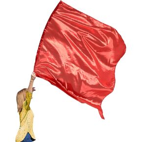 Wuchieal 1 Piece 74'' * 55'' Large Metallic color Flag with Flexible Rod, Church Liturgical Praise Prophetic Worship Adoration Dance Banner Worship Streamer, Practice Play Flags Gold