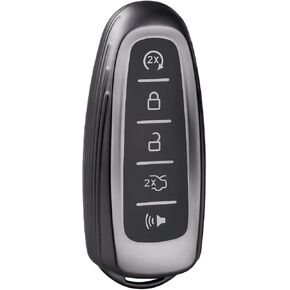 OFFWEGO Key Fob Cover Compatible with Ford Explorer Escape Flex Edge Focus Taurus Maverick Lincoln MKS MKT MKX Key Case Soft TPU Key Fob Cover Protection Shell（Silver）