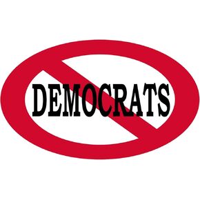 Rogue River Tactical No Democrats Allowed Sticker Bumper Oval 5" x 3" Car Decal Gift for Conservative Republican GOP (1)