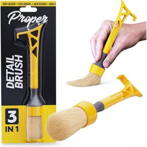 3-in-1 Boars Hair Detailing Brush, Patent Pending in House Design from Proper. Detail Automotive Interior or Exterior, get Professional Results with Proper Detail Brushes Car Detailing