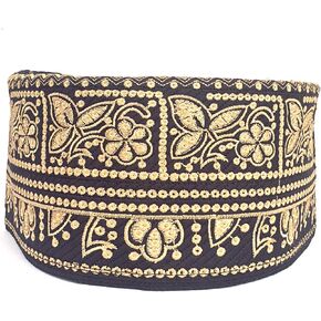 Kufi Men's Unisex Skull Cap Broad Strap Solid Hat with Hand Embroidery Kufi Caps Knitted Beanie Summer Headwear Long Hats