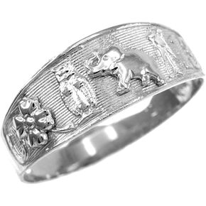 Solid 925 Sterling Silver Good Luck Charm Ring