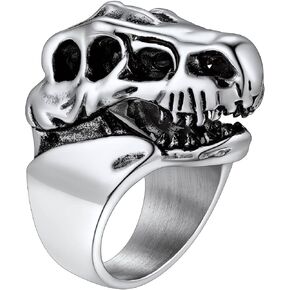 Stainless Steel Dinosaur/Shark Ring for Men Fashion Punk Animal Rings Fashion Jewelry(Gift Wrapped)