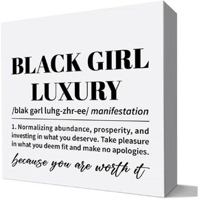 Black Girl Desk Decor, African American Women Decor for Home Office, Inspirational Black Women Christmas Gifts, Black Girl Definition Wall Art Decor