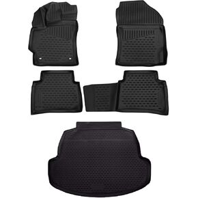 Fits 2014-2019 Toyota Corolla Floor Mats Front & 2nd Seat Floor Liners Sedan with Automatic Transmission, Black