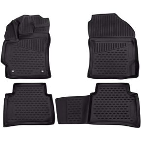 Fits 2020-2025 Toyota Corolla Sedan Floor Mats Front & 2nd Row Seat Liner Set 3D Custom Fit All-Weather Full Set Liners (Black)