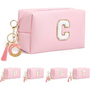Birthday Gifts for Women Her,Travel Cute Makeup Bag,Large Capacity Cosmetic Bags for Women Makeup Pouch PU Leather Waterproof Cosmetic Bag (A, Pink)