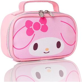 Cartoon Cosmetic Bag With Zipper,Kawaii Waterproof Travel Toiletry Bag Makeup Bag,Cute Brush Organizer Toiletry Bag for Women Girls (Kuro)