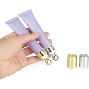 TEONEI Empty Eye Cream Squeeze Tubes,Lip Gloss Squeeze Tubes,Essential oil Roller Tubes,Makeup Sample Bottles,Travel Makeup Squeeze Bottles,2PCS