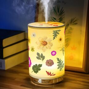 Essential Oil Diffuser Pressed Flower Lamp Holiday Diffuser 250ml Small Aromatherapy Diffuser 7 Color Changed 3 Mode Mist Floral Desk Lamp Humidifier Gift for Women Home Bedside Decor