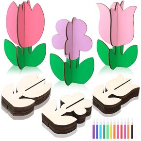 Blosssound 36 Pcs Pumpkin Wood DIY Crafts Cutouts with 12 Colored Markers Fall Unfinished Pumpkin Wood Slices DIY Crafts Pumpkin Decor Freestanding Pumpkin Ornaments for Thanksgiving Table Tiered Tray