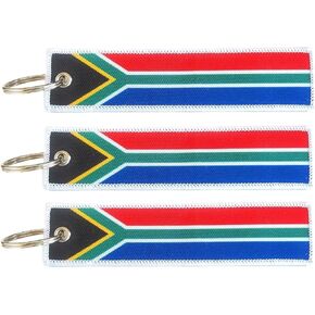 JAVD South Africa Flag Keychain Tag with Key Ring - Keys, Cars, Motorcycles, Backpacks, Luggage and Gifts - EDC (3 Pack)