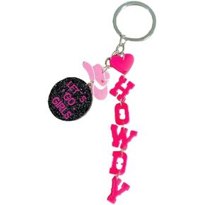 Western Cowgirl Cowboy Keychain Glitter Disco Ball Heart HOWDY Letters Acrylic Key Chain Purse Bag Charms for Women