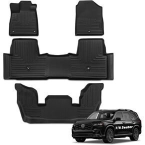 Floor Mats for Honda Pilot 2023 2024 2025, All Weather Floor Mats Floor Liners Fit for Honda Pilot Accessories 2023-2024 Odorless Anti-Slip Mats 3 Row Black