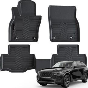 Auxko All Weather Floor Mat Fit for 2025 2024 Mazda CX70,CX70 PHEV,CX-90,CX-90 PHEV 1st&2nd Row TPE Floor Liner CX-70 Accessories All Season Odorless Anti-Slip Black