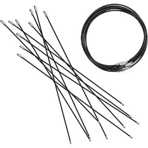 11.8 inches Steel Wire Keychain Cable,Large Plastic Coated Key Ring Loop,Luggage Tags Loops,2mm Twist Barrel,Black