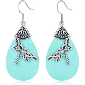 AOBOCO Sterling Silver Celtic Dragonfly Dangle Drop Earrings, Celtic Jewelry Birthday Gifts for Women Her Wife Mom