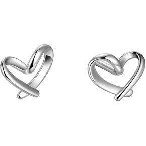Small Silver Heart Stud Earrings, Minimalist Hypoallergenic Tiny Hearted for Women Tragus Cartilage Pierced Ear Jewelry