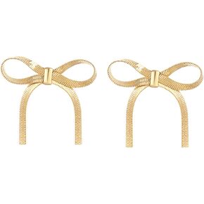 Long Chain Bow Dangle Drop Tassel Earrings for Women Statement Ribbon Fringe Dangling