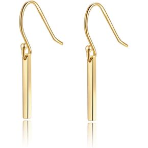 Gold Bar Earrings 18K Gold Plated Sterling Silver Bar Drop Earrings