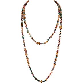 MINACHI Colorful Seed Beaded Necklace, Reflective Glass Beads, Bohemian Vintage Chunky Costume Jewelry for Women