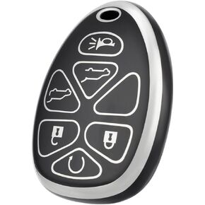 for Chevy Key Fob Cover, Soft TPU Car Key Cover Case for 2007-2014 Chevy Traverse Tahoe Suburban/Cadillac Escalade/GMC Yukon Accessories(6 Buttons) (Black)