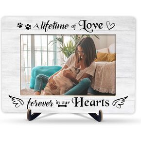 Pet Memorial Picture Frame, I Loved Your Whole Life Themed Sympathy Frame Gifts For Pet Owner, In Loving Memory Of Passed Pet Wooden Photo Frame With Stand, Bereavement Gifts For Loss Of Dog Cat, A43