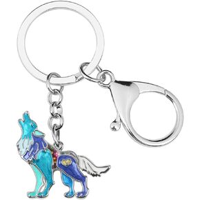 Enamel Alloy Novelty Wolf Keychains Car Pure Key Ring Jewelry Gifts for Women Girls Kids Wallet Charms