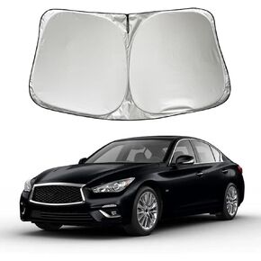 Car Windshield Sun Shade Sunshade Compatible with Infiniti Q50 2025 2024-2014 Q60 2014-2021 2022 2023 2024 Accessories, Foldable Car Front Window Sun Shield Visor